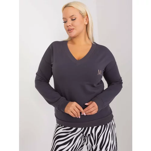 Fashion Hunters Graphite casual blouse in a larger size with applique