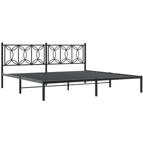vidaXL Kovinski posteljni okvir z vzglavjem črn 200x200 cm, (21251524) Cene