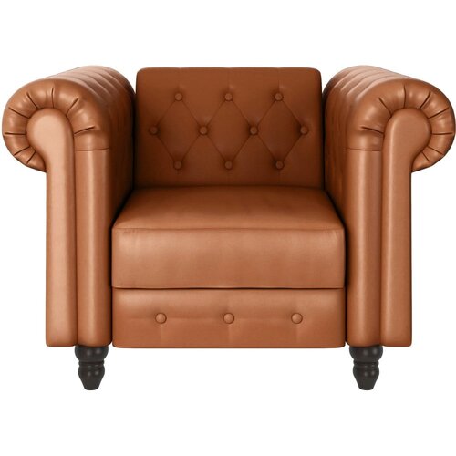 St&amp;oslash;raa Konjak smeđa chesterfield fotelja od imitacije kože Felix &amp;ndash; Slike