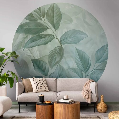  Okrugla fototapeta - Mint leaves: large botanical motif 230x230 Cene