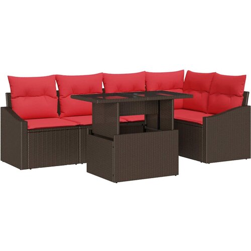 vidaXL Vrtna sedežna garnitura 6 pcs Rjava in rdeča 100 x 55 x 73 cm, (5000020266) Cene