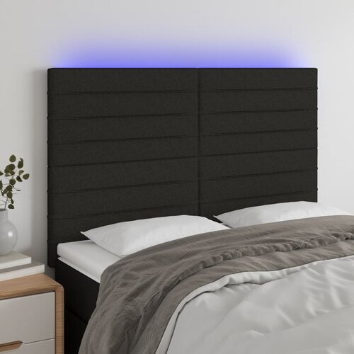 The Living Store LED posteljno vzglavje črno 144x5x118/128 cm blago - LED Vzglavje, (21660448) Cene