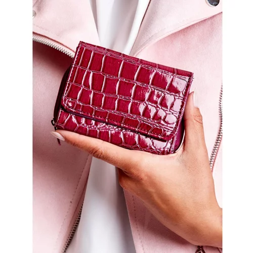 Fashion Hunters Women's dark red wallet with a crocodile skin motif