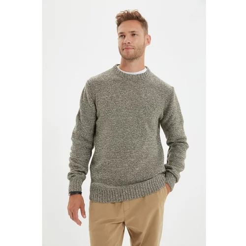 Trendyol Khaki Men's Slim Fit Crew Neck Basic Knitwear Sweater