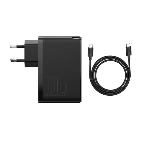 Baseus GaN2Pro punjač 100W 2* Usb A/ 2* Type C + kabl C/C crna Slike