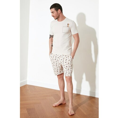 Trendyol Muška pidžama komplet sa bijelim uzorkom Slike