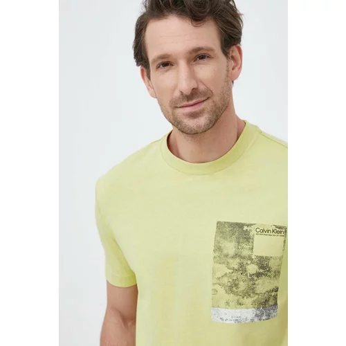 Calvin Klein Bombažna kratka majica rumena barva