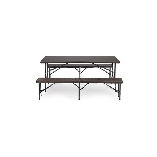 Modern Home Sklopivi set sto180cm sa 2 klupe ratan brown RZK80B2PCSRBK18 Cene