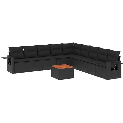  10-dijelni set vrtnih sofa s jastucima bež od poliratana Slike