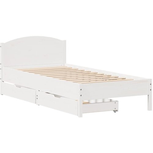 vidaXL Posteljni okvir z vzglavjem bel 75x190 cm trdna borovina, (21322517) Cene