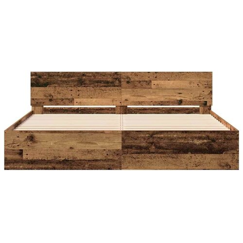  Okvir kreveta s uzglavljem Staro drvo 203 x 185 x 70 cm - Staro drvo 180 x 200 cm Slike