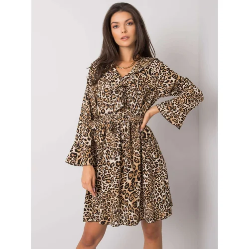 Fashion Hunters Beige and black spotted dress from Bexxley