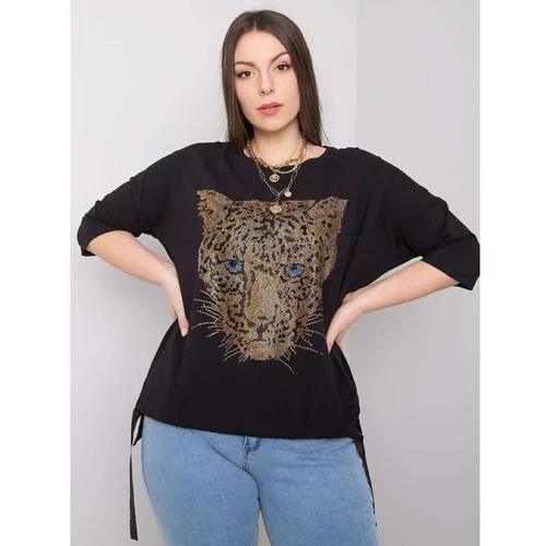 Fashion Hunters Oversize women's blouse with a black application