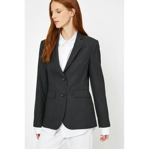 Koton Women's Gray Button Detailed Jacket