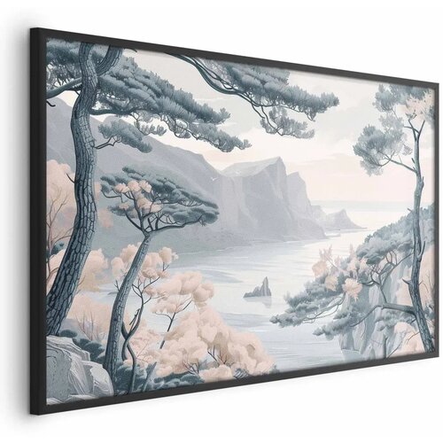  Plakat - Blue Coast in Delicate Colors 42x29.7 Crni okvir Cene
