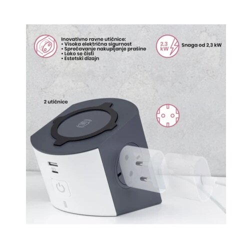 LG 694500 PRODUZNI BLOK SA BEZICNIM PUNJACEM 10W 2X2P+E 1XUSB-A 1XUSB-C INDIKACIJA 2M (TAUPE/T.SIVA) Cene