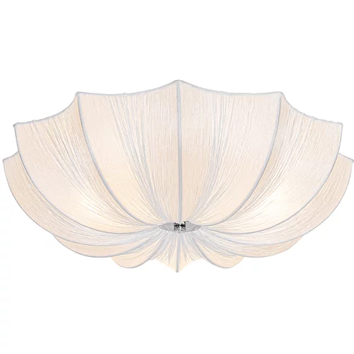 QAZQA Design stropna svetilka bela svila 52 cm 3-light - Plu
