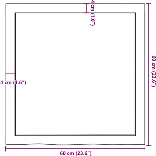  Zidna polica tamnosmeđa 60x60x(2-4) cm od obrađene hrastovine Slike