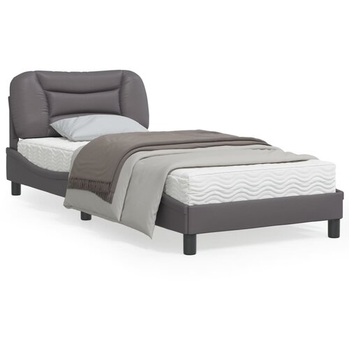 vidaXL Okvir kreveta s LED svjetlima sivi 90 x 200 cm od umjetne kože Cijene