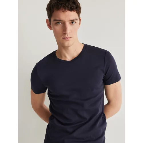 Reserved - Slim majica kratkih rukava s V-izrezom - mornarsko plava
