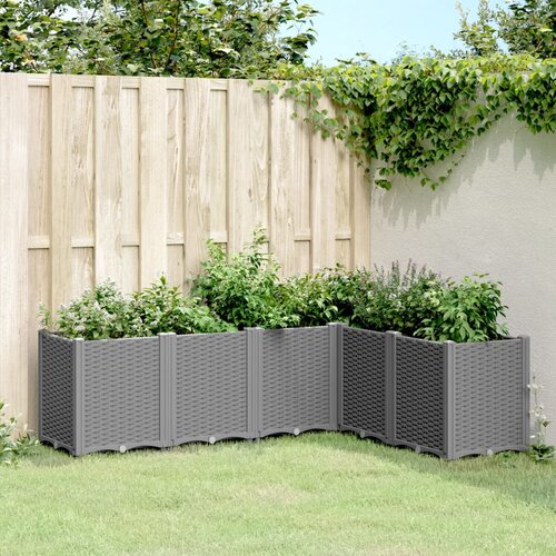 VidaXL Vrtno cvetlično korito svetlo sivo 160x120x53 cm PP Slike