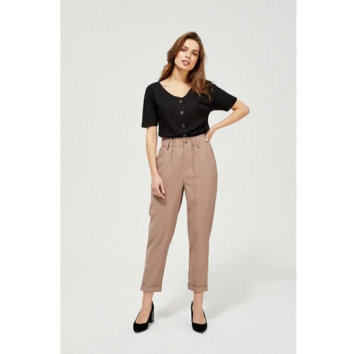 Moodo Trousers with a gathered waist - brown Slike