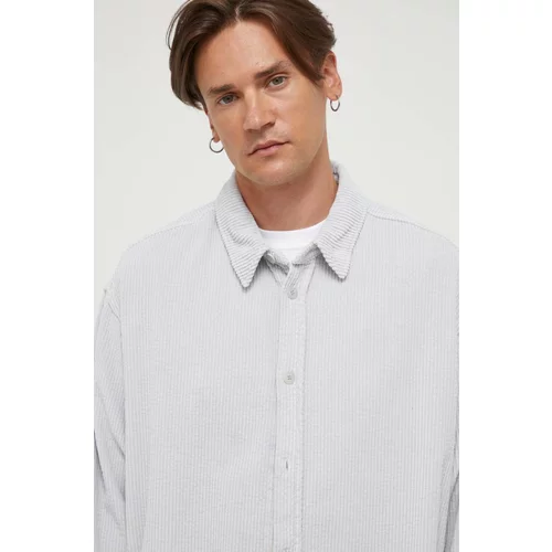 American Vintage Košulja od samta boja: siva, relaxed, s klasičnim ovratnikom