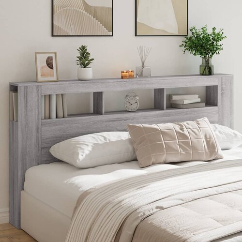 vidaXL LED posteljno vzglavje siva sonoma 200x18,5x103,5 cm inž. les Cene