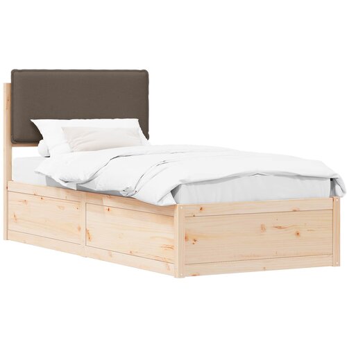 vidaXL Posteljni okvir z oblazinjenim vzglavjem Taupe 90 x 190 cm, (5000101748) Cene