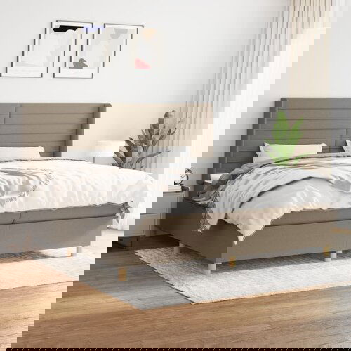  The Living Store Box spring postelja z vzmetnico taupe 200x200 cm blago - Box Spring Postelja, (21514875) Cene