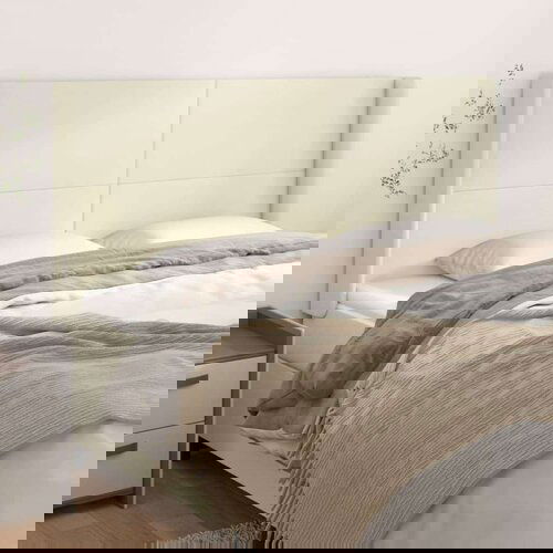  Vzglavje z ušesi krem 183x16x118/128 cm umetno usnje, (20952867) Cene
