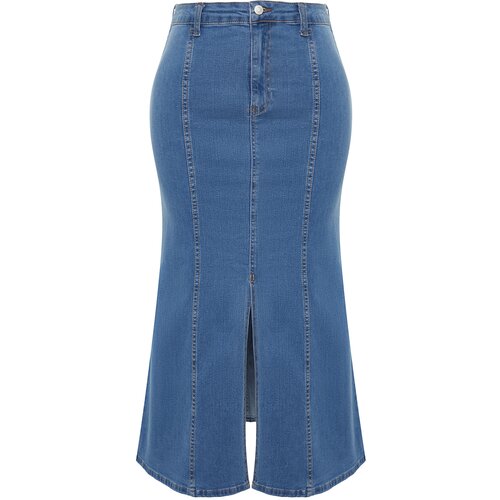 Trendyol Curve Blue Front Slit Detailed Midi Denim Skirt Cijene