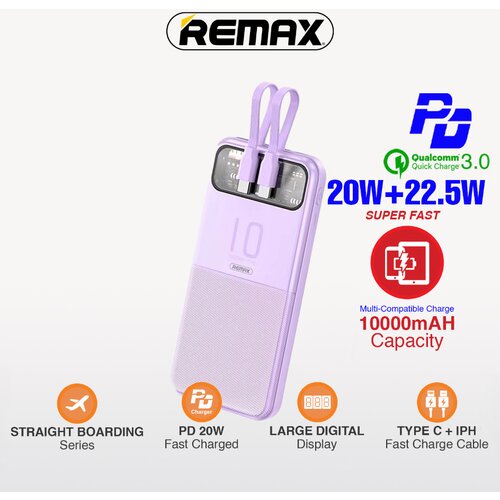 Remax Power bank prenosiva baterija Stervui Series RPP-619 PD 20W+ QC 22.5W 10000mAh ljubicasti Cene