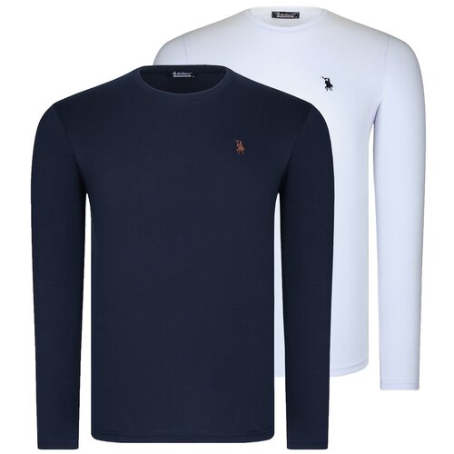 Dewberry DOUBLE SET T8588 ROUND COLLAR MEN&amp;#039;S SWEATSHIRT-WHITE-LACİVERT Slike
