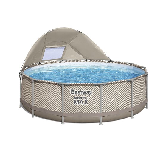 Lean Toys Vrtni okrogli bazen z nadstre&amp;scaron;kom 396 x 107 cm Bestway 561FY Slike