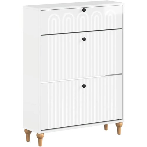  Ormar za cipele ALKMAAR 78 x 24 x 103 cm Konstruirano drvo - Bijela visokog sjaja Slike