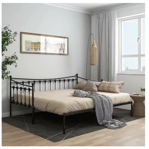  Izvlečni posteljni okvir črn iz kovine 90x200 cm