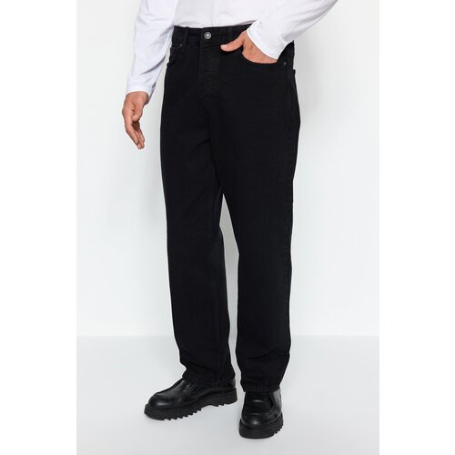 Trendyol Men&amp;#039;s Black Baggy Fit No Lycra Relaxed Cut Jeans Jeans Slike