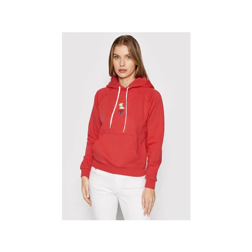 Polo Ralph Lauren Dukserica za žene, boja: crvena, s kapuljačom, s aplikacijom