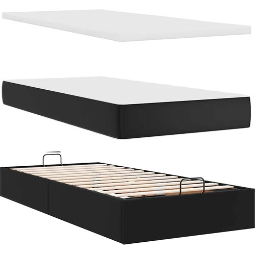  Otomanski krevet s madracem crni 90x200 cm umjetna koža Slike
