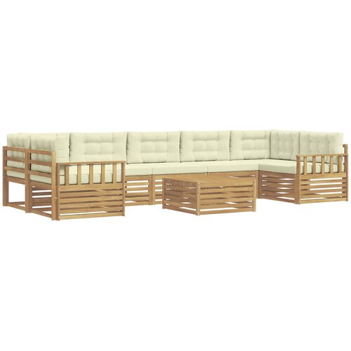  Set vanjskih sofa 8 kom. Bijela i krem Čvrsto drvo akacije Slike