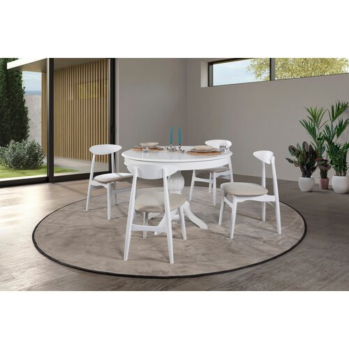Hanah home Rasklopivi trpezarijski sto i stolice Albero152, 118-158 cm, 4 stolice, Bijela Cene