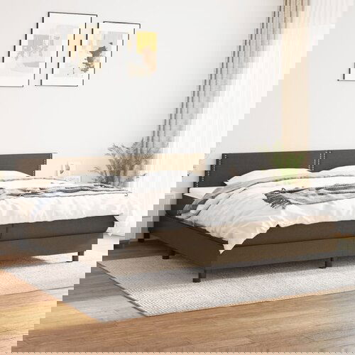 The Living Store Box spring postelja z vzmetnico temno rjav 200x200 cm blago - Box Spring Postelja, (21516866) Slike
