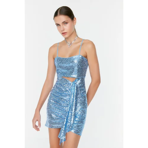 Trendyol Turquoise Sequin Dress