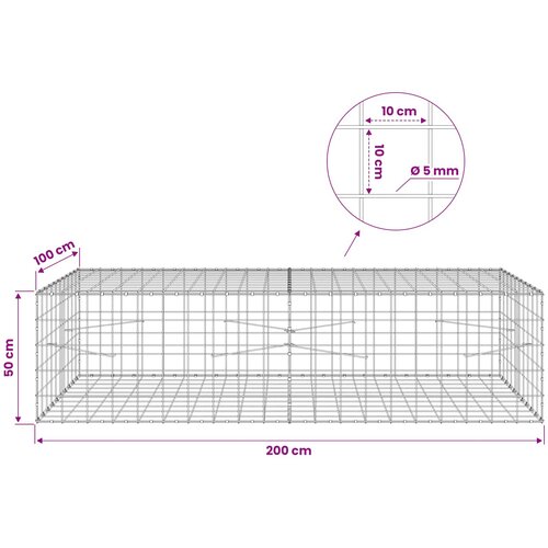  Gabion s žicom debljine 5 mm i mrežom 10x10 cm 200x100x50 cm Slike