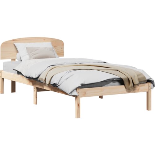 VidaXL krevetna konstrukcija s uzglavljem 100x200 cm od masivnog drva borovine Slike