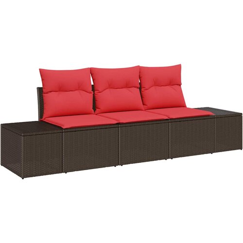 vidaXL Vrtna sedežna garnitura z blazino 3 pcs Rjava in rdeča, (5000063393) Cene