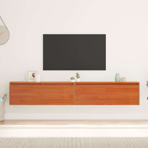 vidaXL Omarice na steni s polico 2 pcs Voščeno rjava 100 x 30 x 35 cm Cene