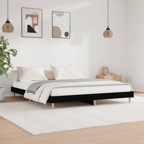 VidaXL Okvir za krevet crni 180 x 200 cm konstruirano drvo Slike