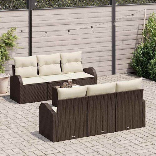  Sjedeća garnitura za vrt 7 kom. 6-Broj sjedala Smeđa i krem 179 x 62 x 69 cm Slike